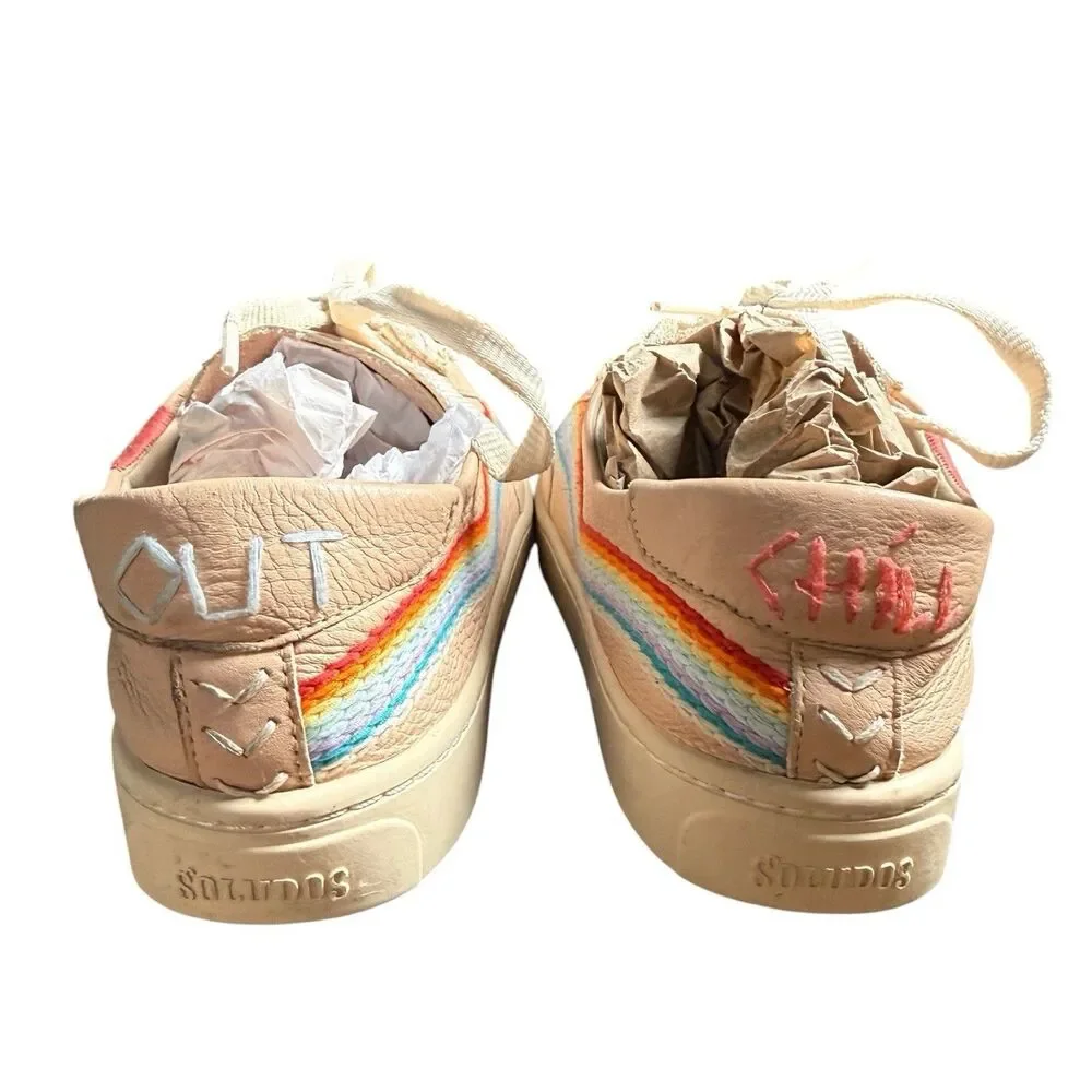 Soludos Rainbow Wave Women’s Leather Sneakers “Chill Out” Size 10 EU 40.5